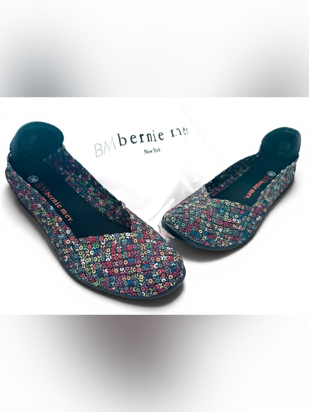Multicolor Slip-On Woven Comfort Stretch Ballet Flats EU38 Bernie Mev Catwalk